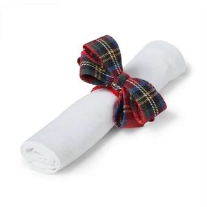 Two (2) Sur la Table Plaid Bow Napkin Rings